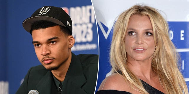 Split image of Victor Wembanyama and Britney Spears