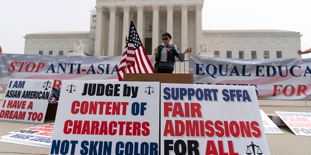 Supreme Court protester as affirmative action ruling comes out