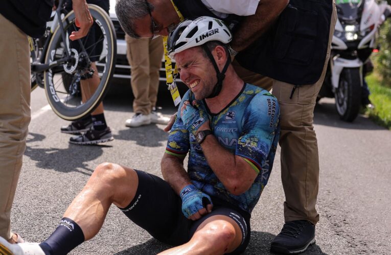 Mark Cavendish: Heartbreak for British cycling legend as crash ends Tour de France record bid