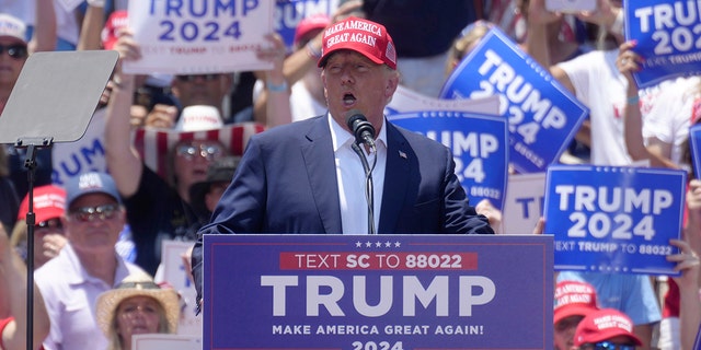 Trump behind a podium