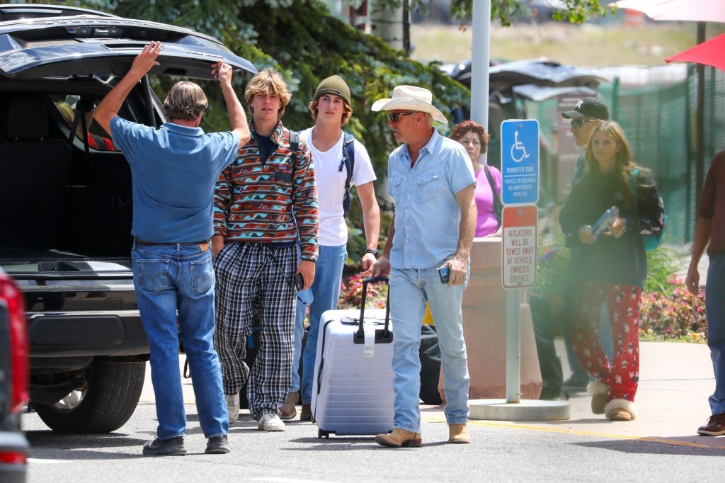 Costner was seen picking his three children up from the airport after they arrived in Aspen from a vacation in Hawaii.