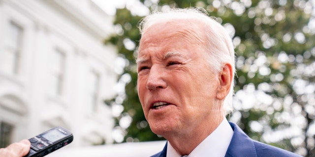 President Joe Biden speaking with reporters