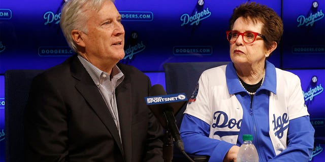 Mark Walter and Billie Jean King at press conference