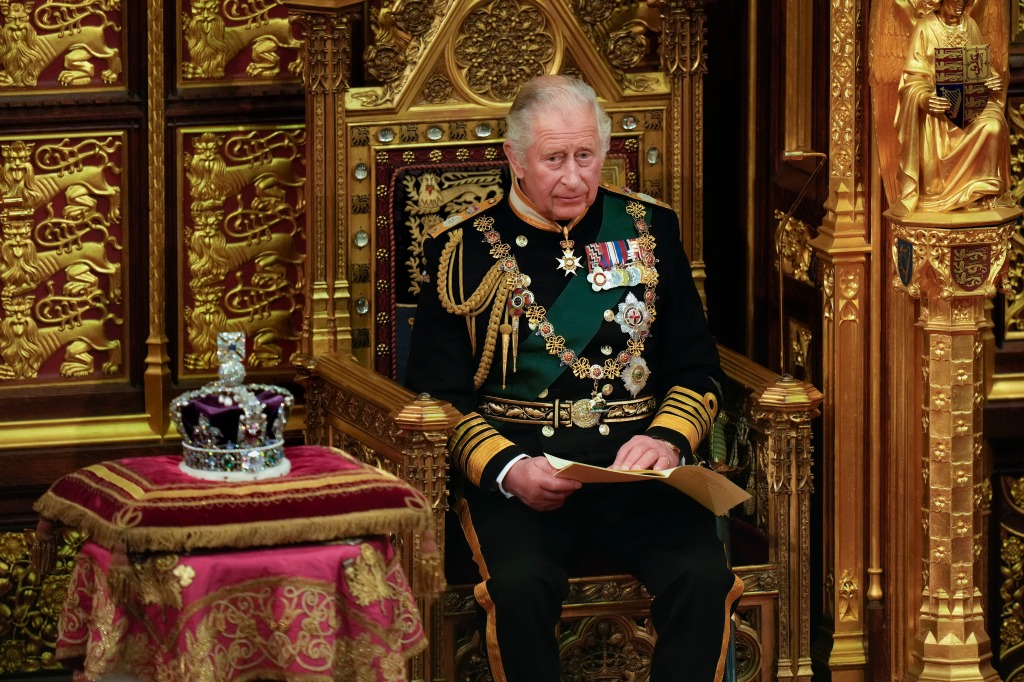 Prince Charles reads the queen's speech during the state opening of Parliament at the Palace of Westminster on May 10, 2022, in London.