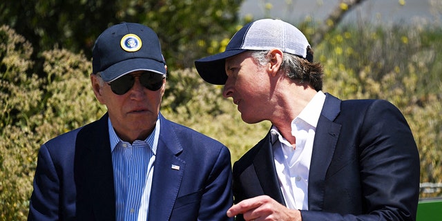 Gavin Newsom talks to Joe Biden