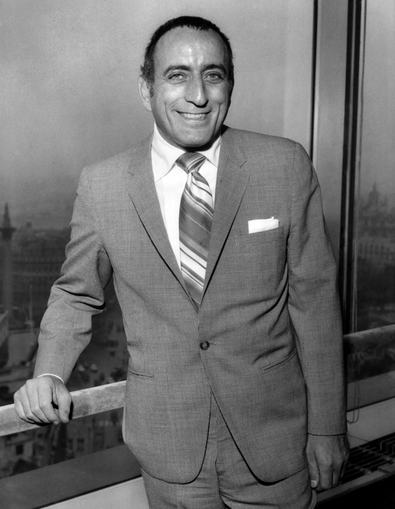 American singer Tony Bennett, whose records consistently sell well this side of the Atlantic, has arrived in London to begin a tour of Britain. Tony Bennett at a press reception at New Zealand House near Trafalgar Square in London. April 1969.