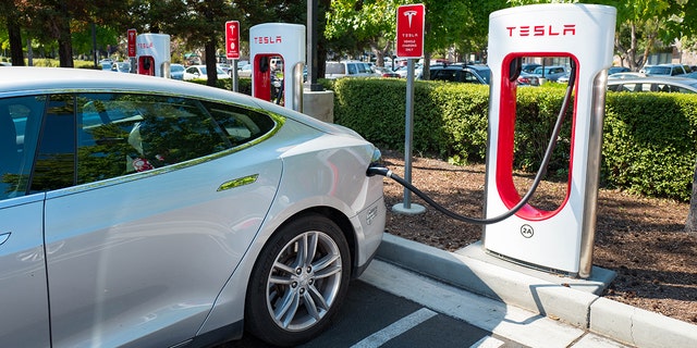 A Tesla charging station