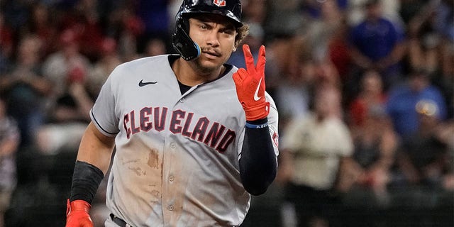 Josh Naylor runs the bases after a home run