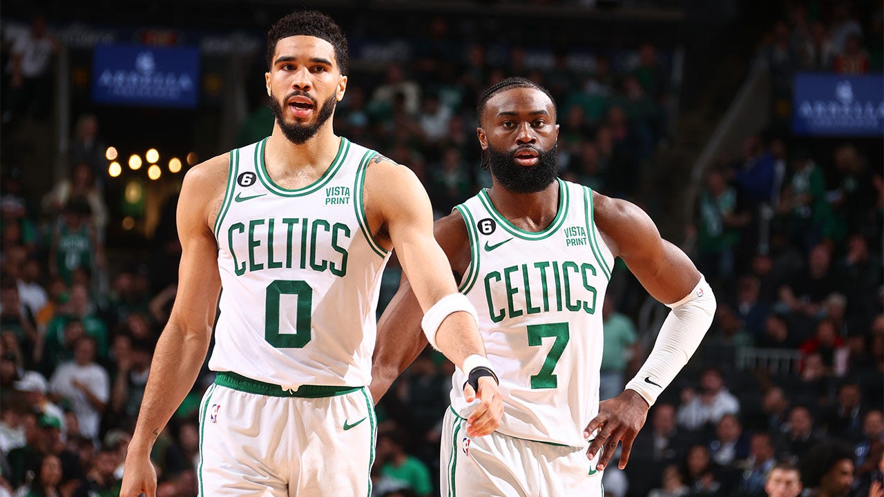 Jayson Tatum and Jaylen Brown play against the Heat