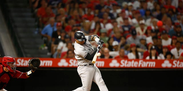 Gleyber Torres hits ball