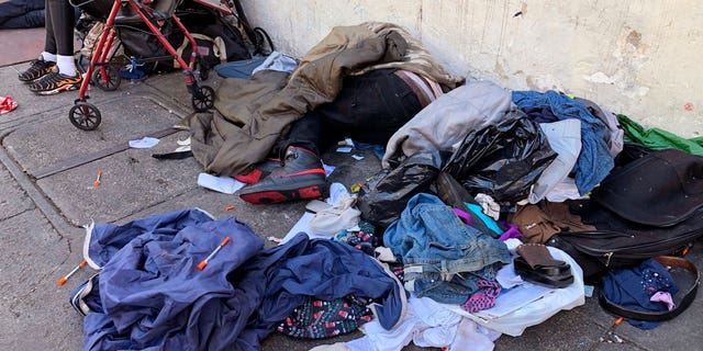 Homeless laying on the streets of San Francisco.