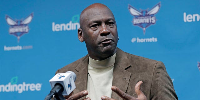 Michael Jordan speaks to media