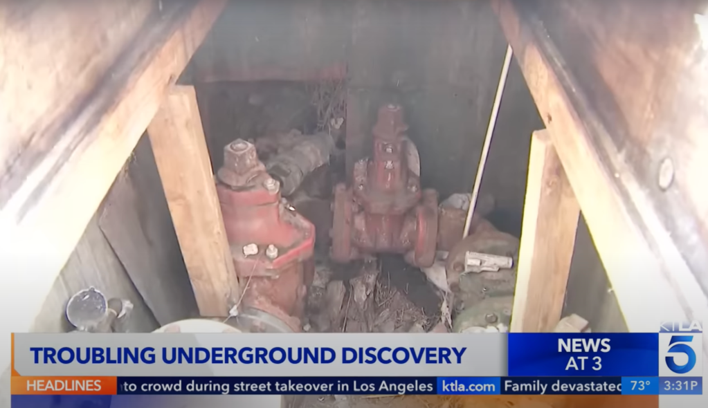 The vault outside the JANM stored a water meter, according to the LA Department of Water and Power who spoke with KTLA.