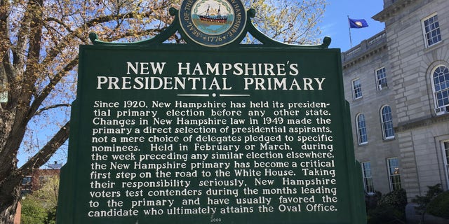 NH presidential primary sign