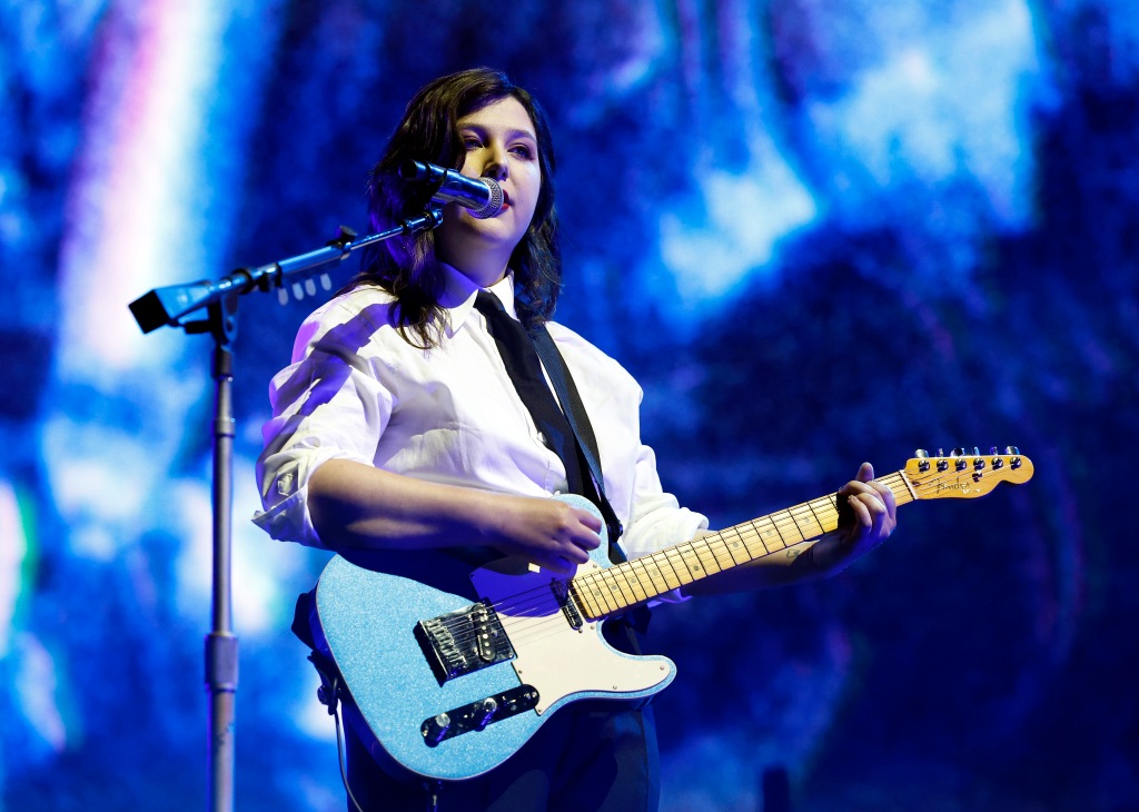 Lucy Dacus of Boygenius performs at the Outdoor Theatre during the 2023 Coachella festival. 