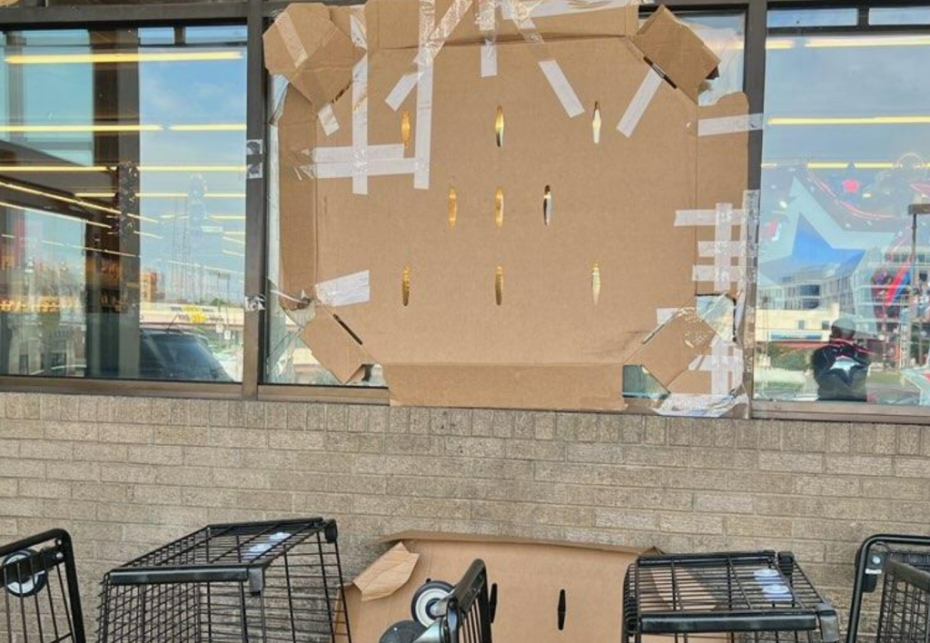 Minutes later, a Molotov cocktail-style weapon was thrown through the window of a Safeway store. 