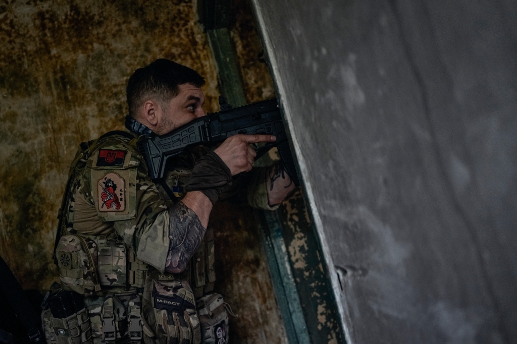 A Ukrainian soldier on the frontline in the Zaporizhzhia region, Ukraine.