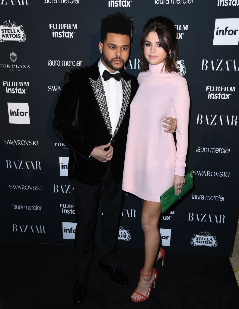 The Weeknd and Selena Gomez attend Harper's BAZAAR Celebration of 'ICONS By Carine Roitfeld' at The Plaza Hotel presented by Infor, Laura Mercier, Stella Artois, FUJIFILM and SWAROVSKI in 2017 in New York City.