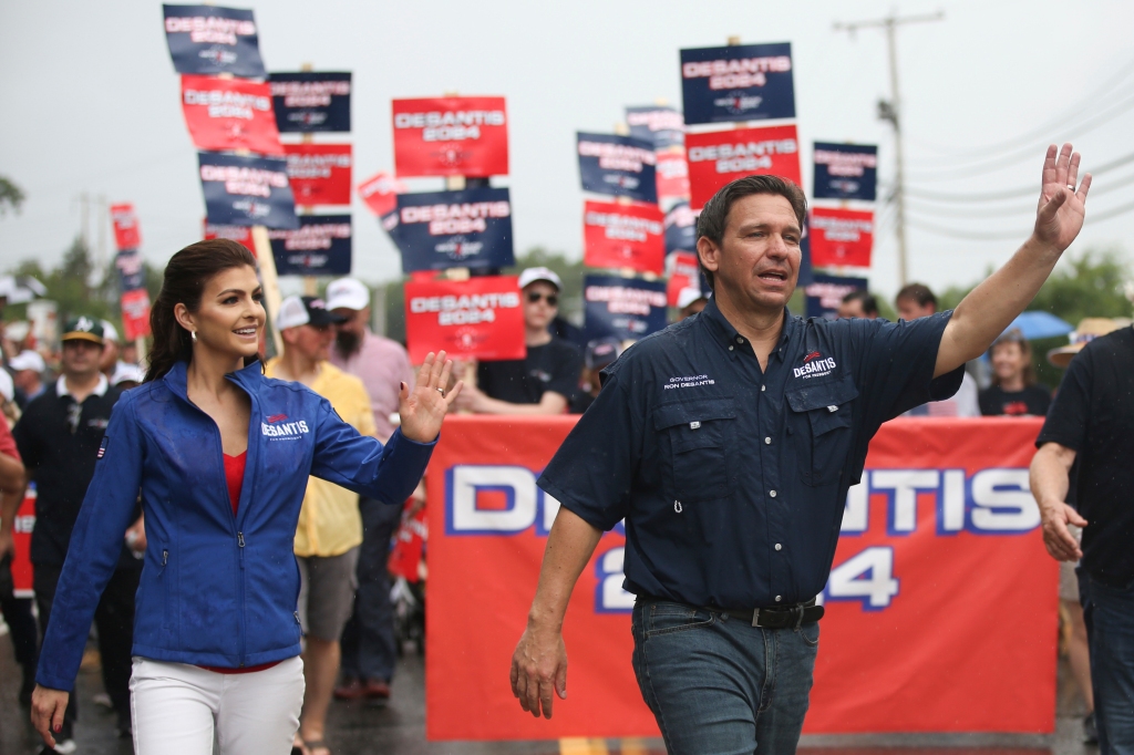 Ron DeSantis with his wife Casey in New Hampshire last week