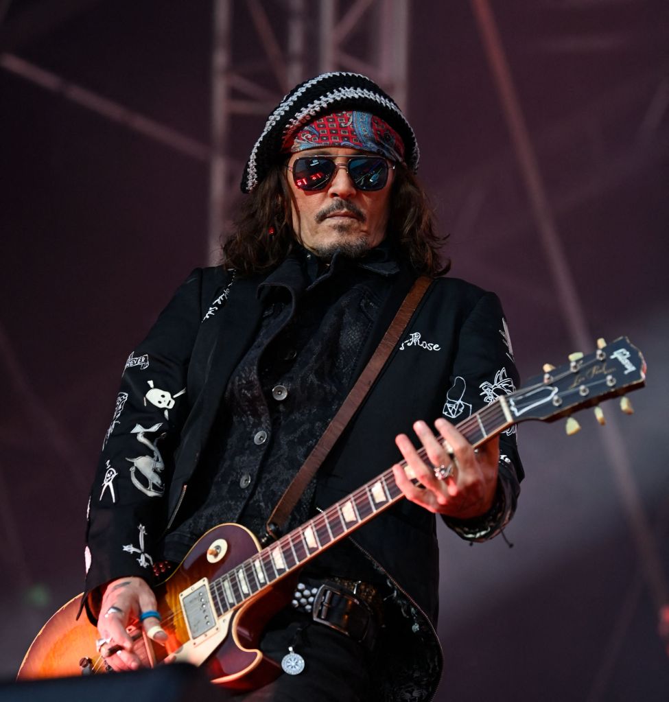 Johnny Depp performing with hollywood vampires in Scarborough. 05 Jul 2023 