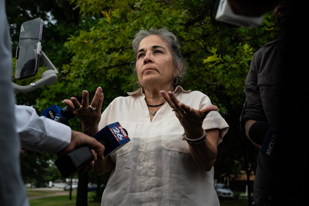Rudy Farias' aunty Pauline Sanchez spoke to the media outside of Houston Police Department in Houston, Texas, after she saw her nephew for the first time in 8 years.