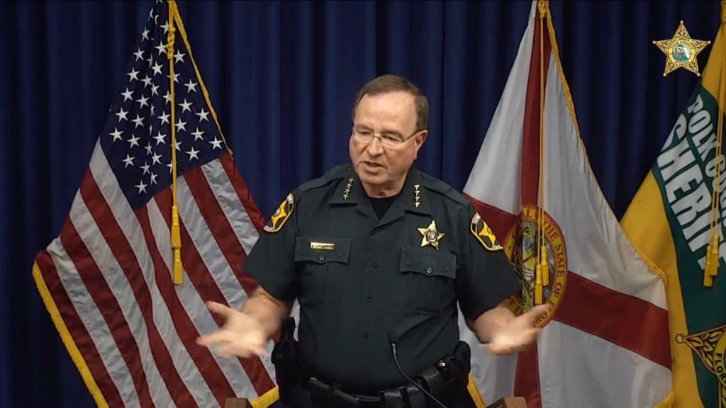Polk County Sheriff Grady Judd speaking at a press conference Thursday 