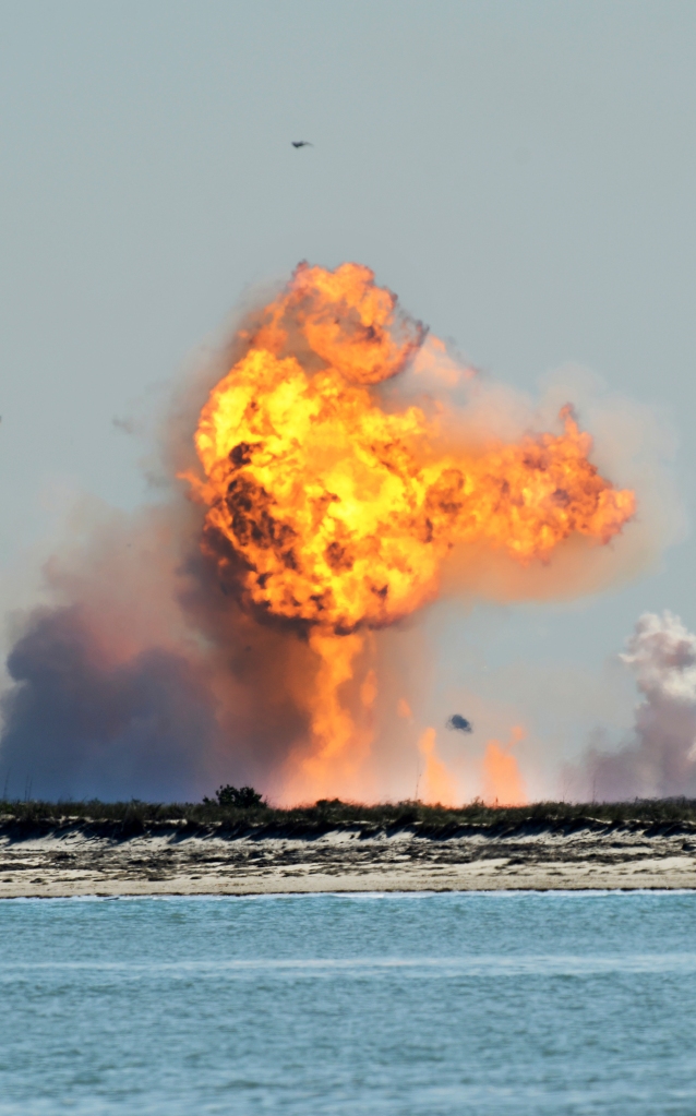 A SpaceX rocket blowing up