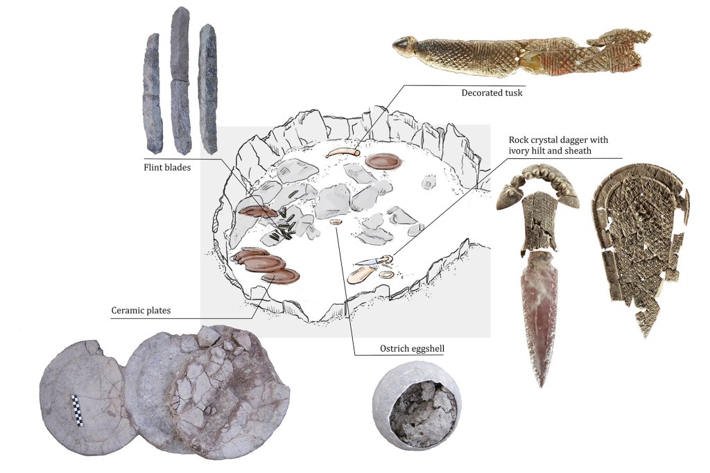 Some of the lavish items discovered in a tomb in Valencina, Spain, dated between 3,200 and 2,200 years ago. 