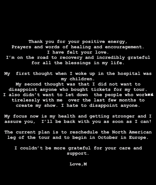 "Thank you for your positive energy. Prayers and words of healing and encouragement. I have felt your love," read the social media post. "I'm on the road to recovery and incredibly grateful for all the blessings."