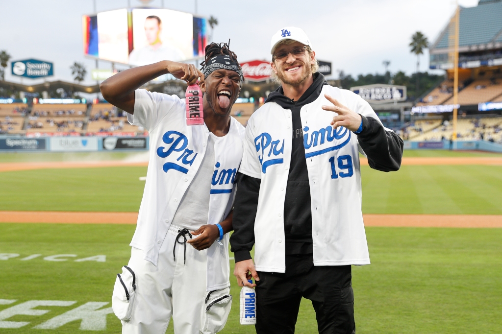 KSI and Logan Paul launching PRIME hydration at Dodger Stadium, Los Angeles