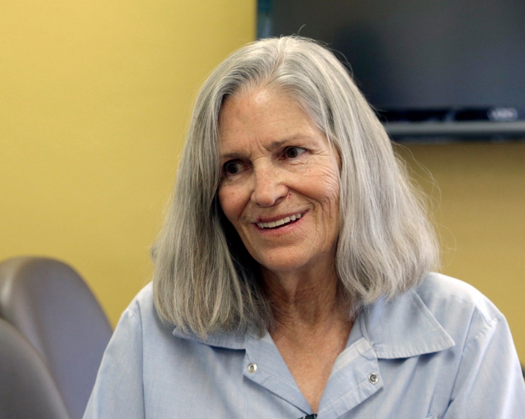 Leslie Van Houten pictured at a parole hearing in 2016. 