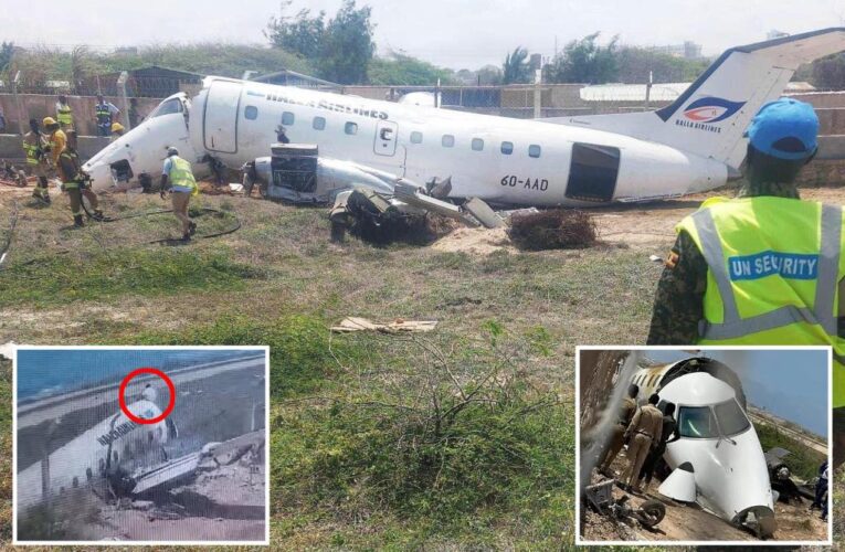 Plane crashes after landing at Mogadishu, Somali, airport