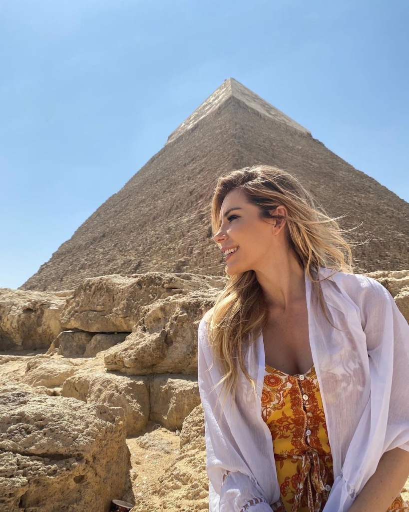 Crystal Hefner at an Egyptian pyramid