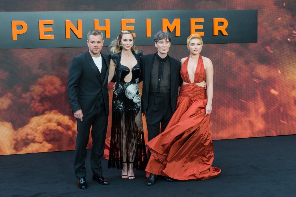 Oppenheimer premiere photo of Matt Damon, Emily Blunt, Florence Pugh and Cillian Murphy