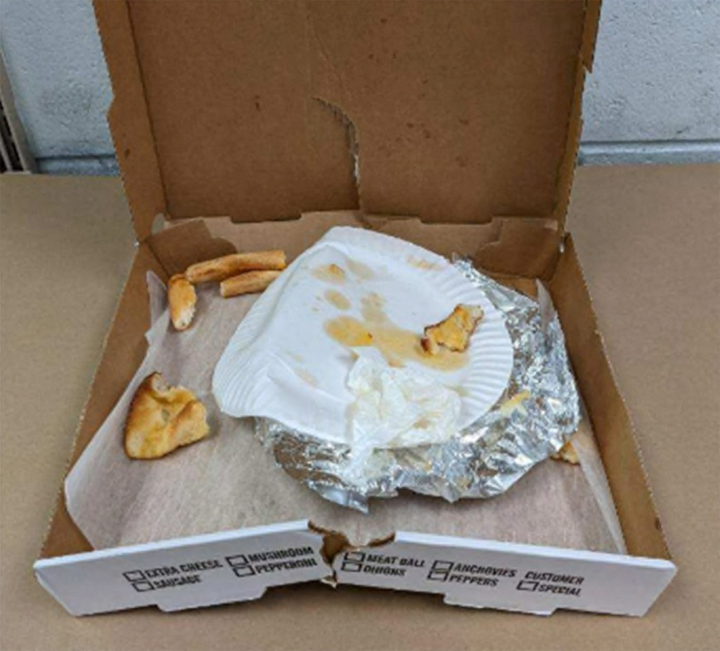 A pizza box which was tested for DNA evidence.
