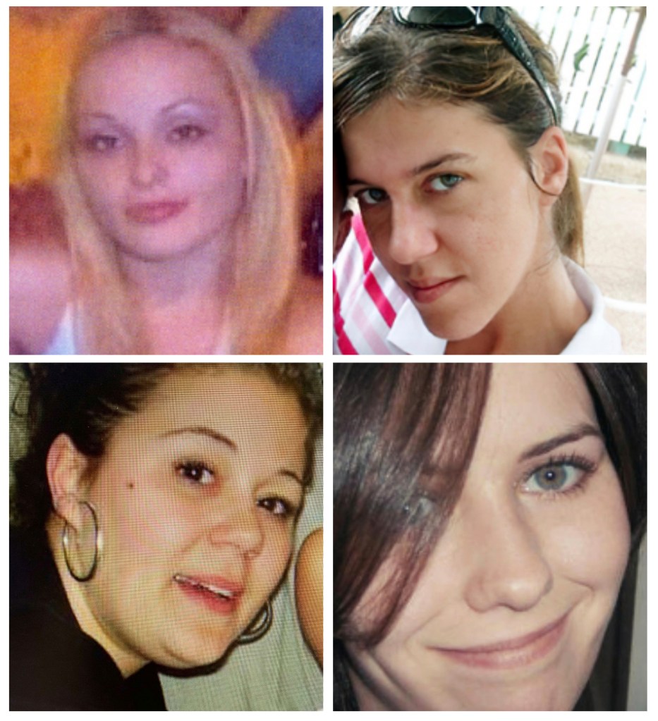 Victims Melissa Barthelemy, top left, Amber Costello, top right, Megan Waterman, bottom left, and Maureen Brainard-Barnes.