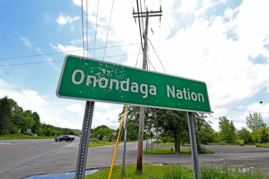 Onondaga Nation reservation sign.