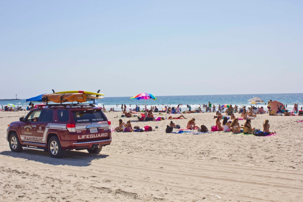 Lifeguard vehicle on Mission Bay Beach.