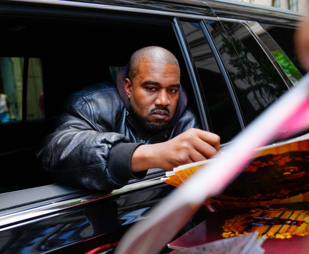 Kanye West in a car. 