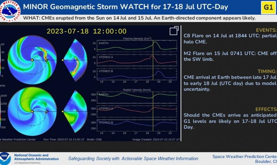An NOAA report showing a filament eruption associated with a C8 solar flare that may lead to the geomagnetic storm.