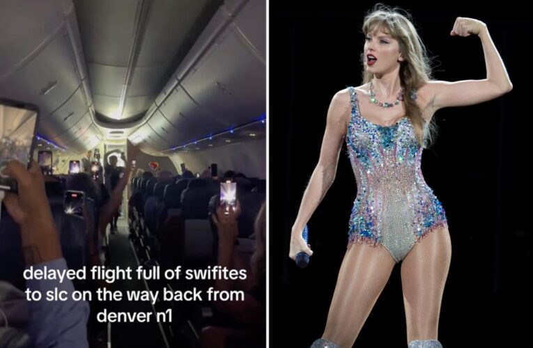 Taylor Swift fans burst into song on packed plane