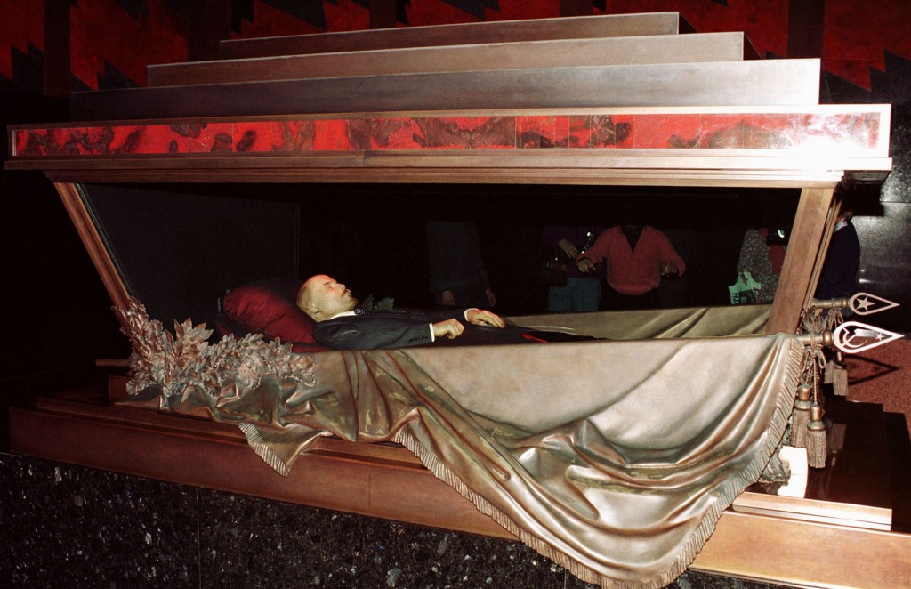 The body of the Bolshevik leader Vladimir Lenin lies in a Mausoleum in Red Square in Moscow