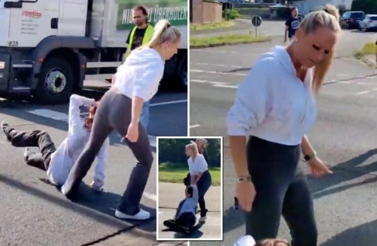 German woman drags climate activist by hair for blocking traffic