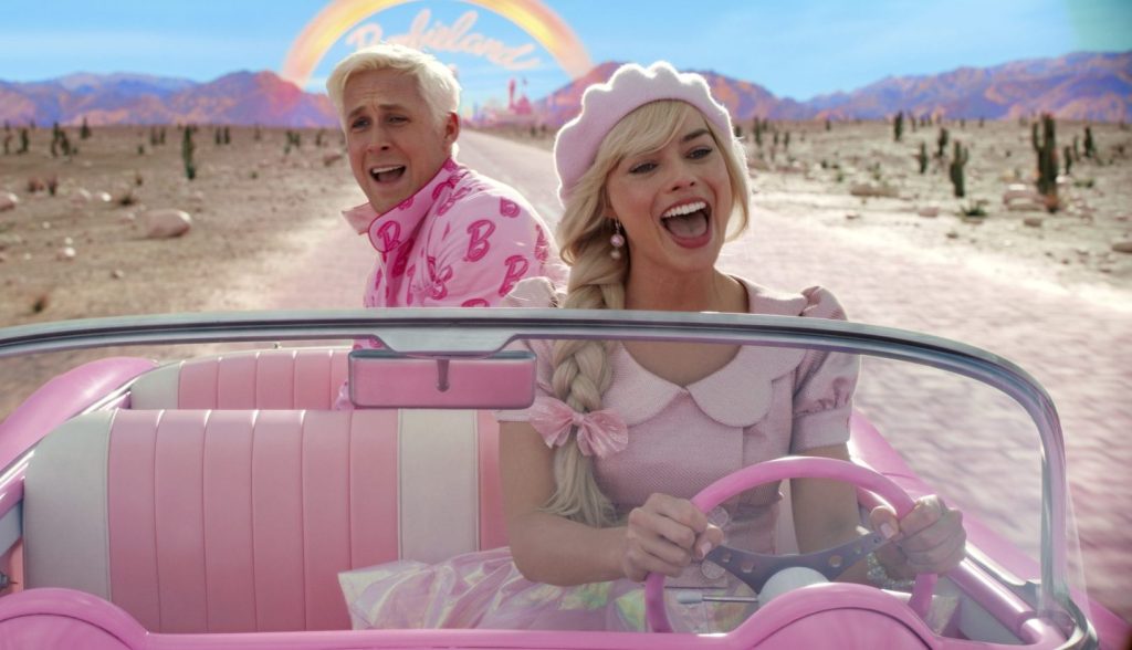The Aussie actress, 33, stars as the pink-loving doll in the film, while Gosling stars as Ken.