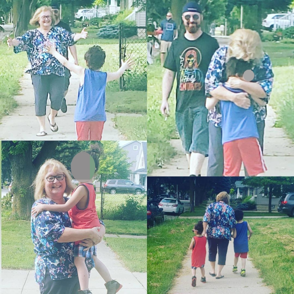 Kpch's social media pic showing her sons running to their grandma.