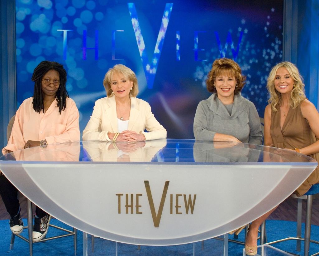 Whoopi Goldberg, Barbara Walters, Joy Behar and Elisabeth Hasselbeck are pictured on "The View" set on July 27, 2007. Geddie exited "The View" in 2014.