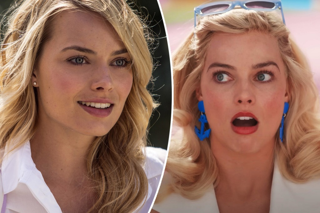Margot Robbie in 2013's "About Time" (left) and in 2023's Barbie.