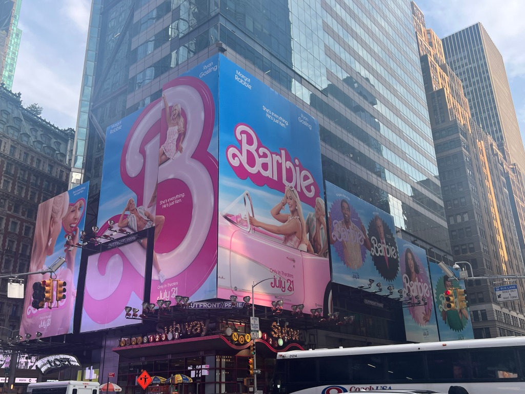 Barbie billboard in Times Square.