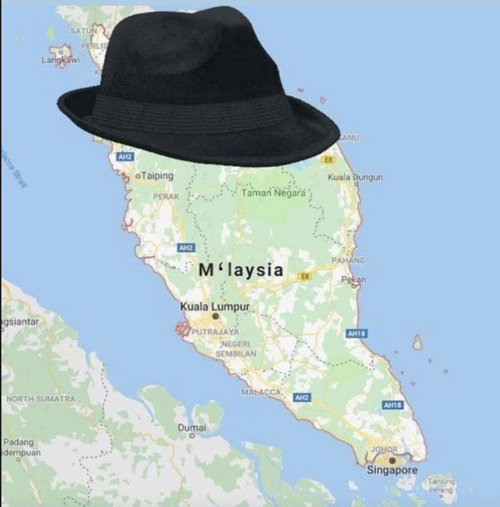 Healy followed the joke with an image of a hat placed atop a map showing the country of Malaysia. 