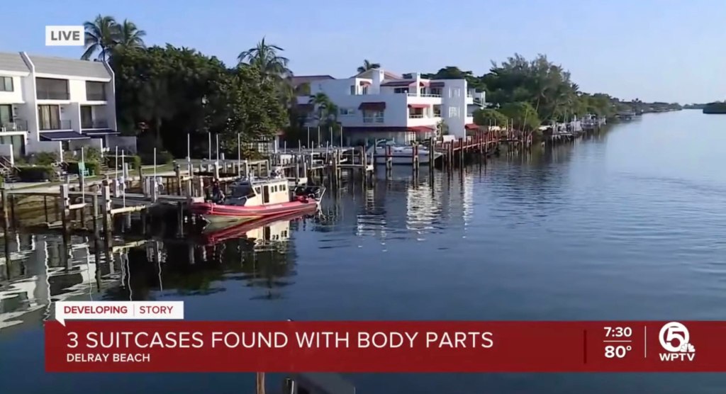 The unidentified woman’s remains were found Friday stuffed in three suitcases recovered from different areas of Delray Beach’s intracoastal waterway.